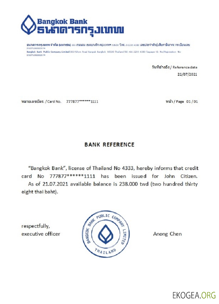 Thaïlande , Bangkok bank , reference